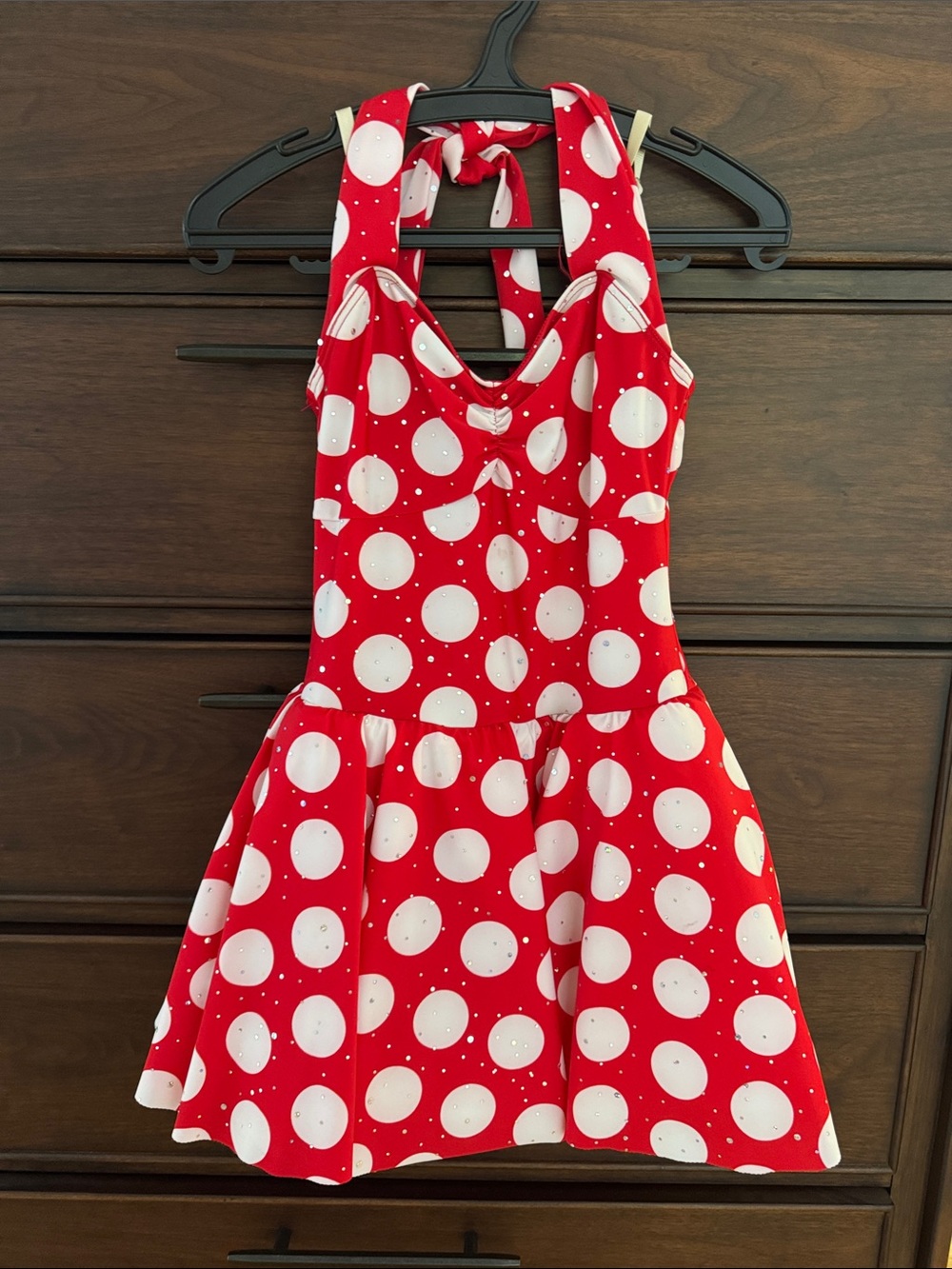 Weissman Red and White Polka Dot Halter Dress, SA